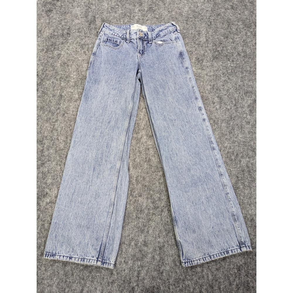 Hollister Low-Rise Baggy Jeans Light Wash Wide Leg Denim W23 000R